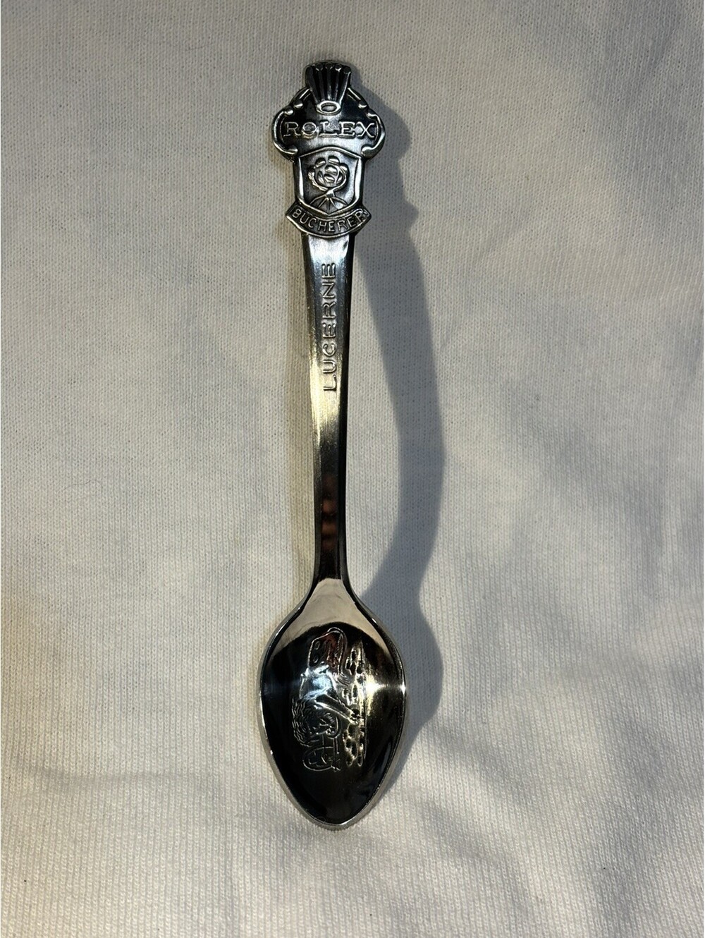 ROLEX Bucherer Swiss Watches Lucerne Lion Silverplate Collectible Spoon